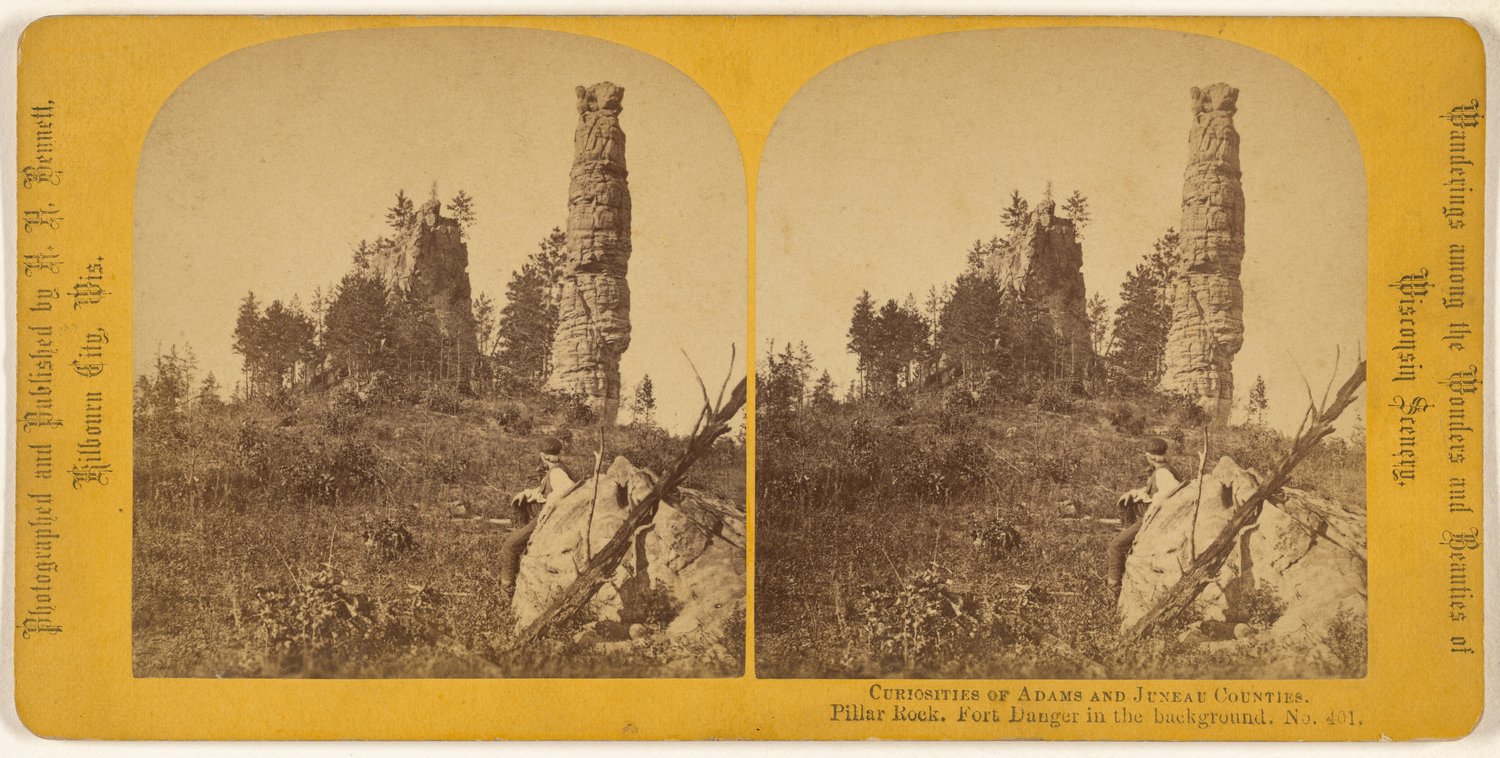 Pillar Rock. Fort Danger in the background. [Adams & Juneau Counties, Wisconsin]